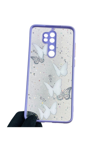 Чехол для Redmi Note 8 Pro с блёстками с бабочками на сяоми редми нот 8 про сиреневый Xiaomi (366023293)