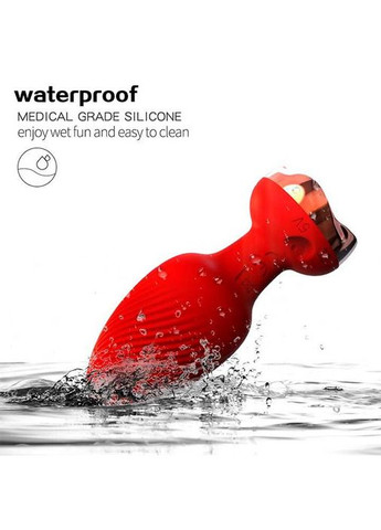 Силіконовий анальний корок із вібрацією Rose з Д/К 3,5*9 см. Червоний — Анальні іграшки - (372733779)