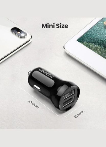 Автомобильное зарядное устройство ED018 24W 2xUSB Charger Черный Ugreen (306447652)
