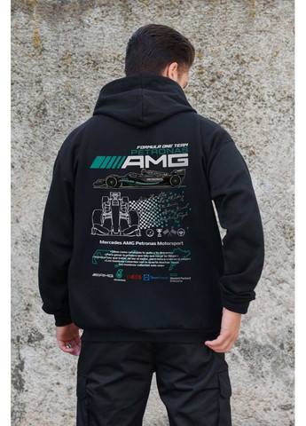 Утеплене зіп худі на флісі зіпер з принтом AMG Kane Black Without (362441438)