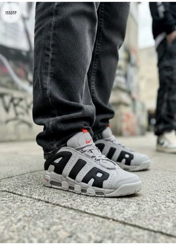 Чорні літні кросівки nike air more uptempo low gray/black/red найк аір мор уптемпо No Brand