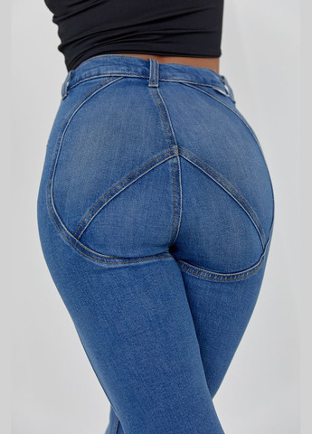 Женские джинсы клеш с круглой кокеткой сзади - джинс Lurex - (282953883)
