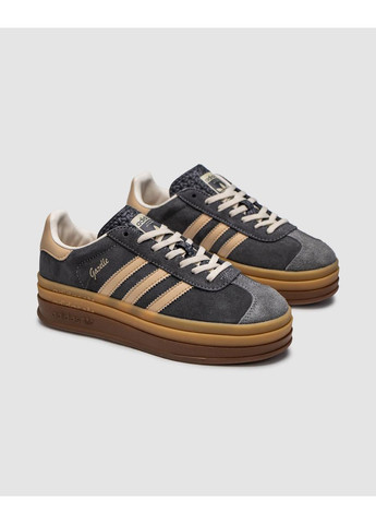 Кросівки жіночі Adidas Grey Magic Beige Gum No Brand Gazelle Bold сірі демісезони (369382054)