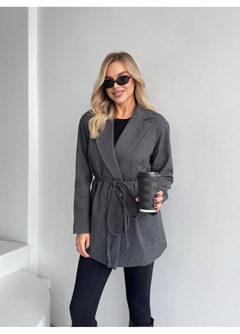 Серый женский женский пиджак с плечиками серого цвета 35222 No Brand однотонный - демисезонный