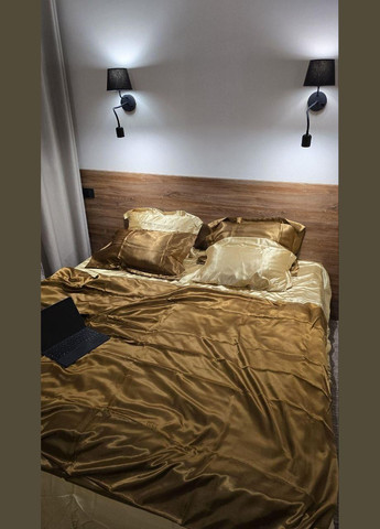 Постільна білизна Атласна Двоспальний 180х210 наволочка 50х70 2шт Золотий (П4К-atlas25-05-02) No Brand (342097406)