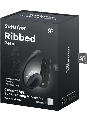 Віброяйце з пультом управління чорного кольору Shiny Petal Connect App Satisfyer (382846257)