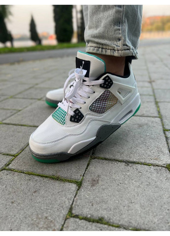 Серые демисезонные кроссовки мужские nike air jordan 4 retro lucid green rasta найк аир джордан No Brand