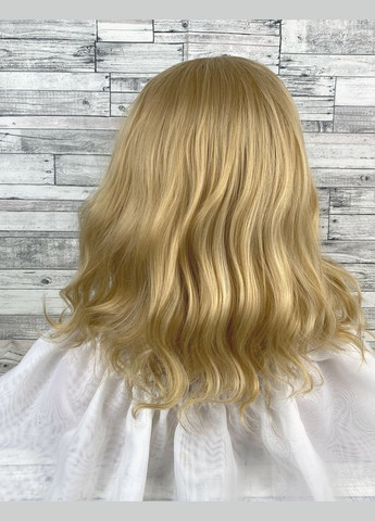 Парик женский блонд волнистый с боковым пробором имитация кожи удлиненное каре No Brand 4388 (321115309)