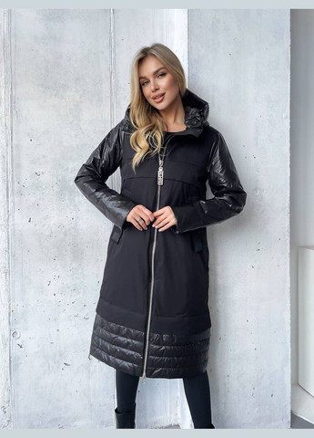 Черная женский весеннее пальто цвет черный р.l 451072 New Trend