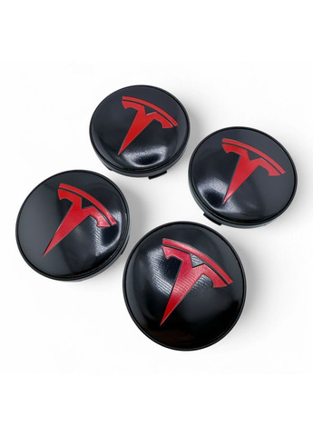 Ковпачки в диски Тесла заглушки для дисків 60/56 мм з червоним (4 шт.) Tesla (354698698)