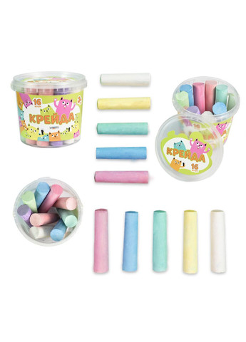 Крейда велика кругла для дітей від 3 років, що розвиває пластиковий для вулиці набір з 16 шт. різнобарвний Strateg (362430587)