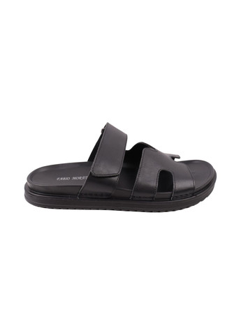 Черные шлепанцы мужские черные натуральная кожа Brooman