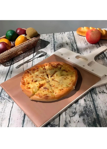 Деревянная раздвижная лопатка доска подставка для приготовления пиццы хлеба выпечки 52,5×32,5 см (480808-Prob) Коричневая Unbranded (344464793)