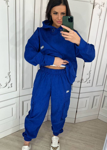 Вельветовый оверсайз костюм с капюшоном и накладными карманами. Україна (322265125)