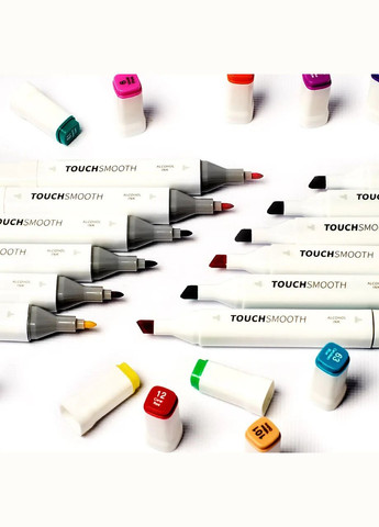 Маркеры набор двусторонние спиртовые Smooth 120 шт для рисования и скетчинга+Подставка черная для маркеров Touch (344573556)