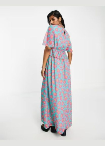 Бірюзова коктейльна сукня Twisted Wunder з квітковим принтом