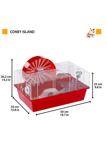 Клетка для грызунов Coney Island, красная, 50*25*35 Ferplast (266274451)