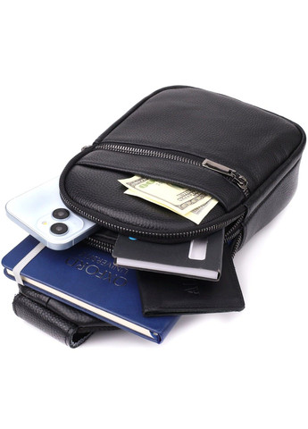 Мужская сумка через плечо из натуральной кожи 23018 Черный Vintage (357494975)