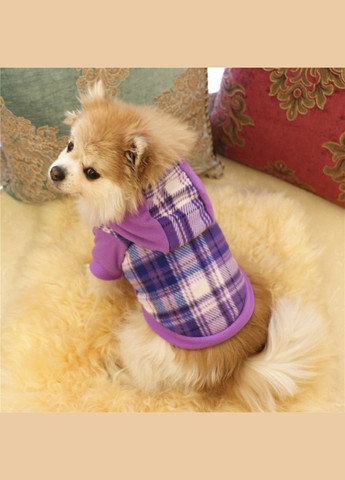 Тепле худі для котів з капюшоном Pet Style "Велика клітинка" Фіолетова S No Brand - (323232832)