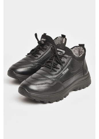 Черные зимние кроссовки мужские с искуственным мехом черного цвета Let's Shop