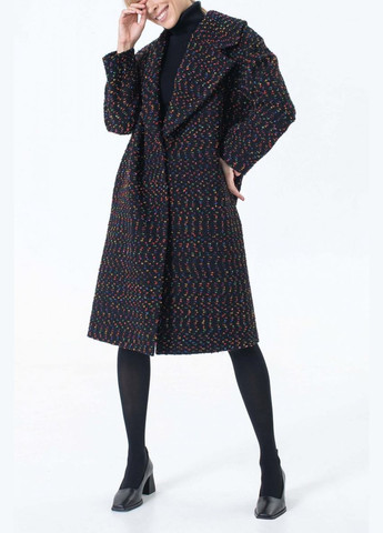 Чорне демісезонне Пальто чорне букле з кольоровою ниткою a LOT