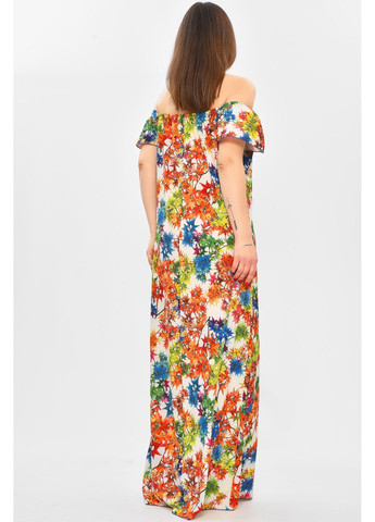 Белое повседневный платье женское полубатальное белого цвета с принтом с баской Let's Shop однотонное