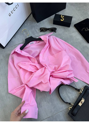 Розовая кэжуал рубашка однотонная Україна с длинным рукавом