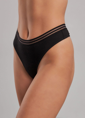 Трусики стринги черного цвета с прозрачной резинкой Nud (316476516)