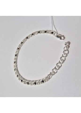 Серебряный браслет Арабский Бисмарк с Черными и Белыми камнями 17 - 20 см серебро 925 пробы 7003м 6.36г Nobrand (369974945)