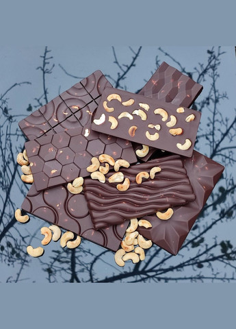 Молочний шоколад 55% на меду, крафтовий з горіхами кеш’ю 80 грам МЕД ПОШТОЮ (322149060)