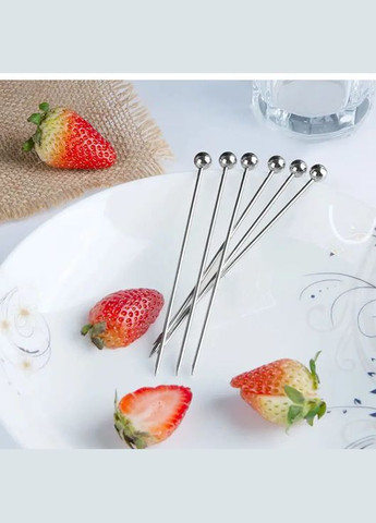 Шпажки из нержавеющей стали Перл серебро 10 шт. коктейльные многоразовые шпажки для канапе REMY-DECOR (293245123)