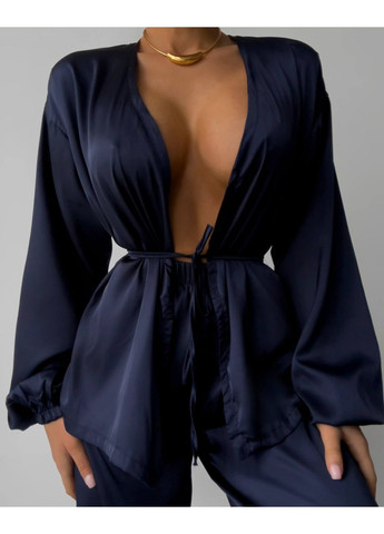 Темно-синя всесезон жіноча піжама No Brand