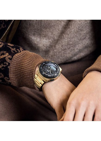 Часы 1370GD Gold мужские кварцевые спортивные золотистые с будильником и секундомером ProDobro (367264765)