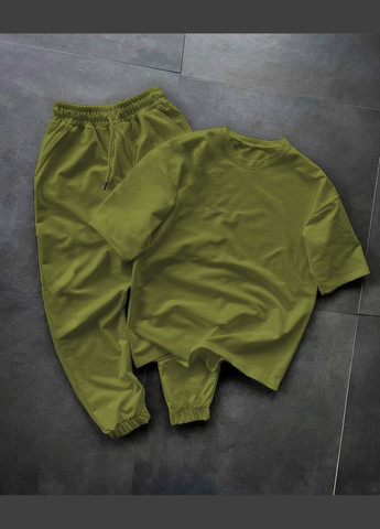 Оливковый (хаки) демисезонный остюм оверсайз турецкая тринитка петля премиум качества No Brand