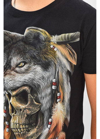 Чорна футболка чоловіча чорного кольору з принтом Let's Shop