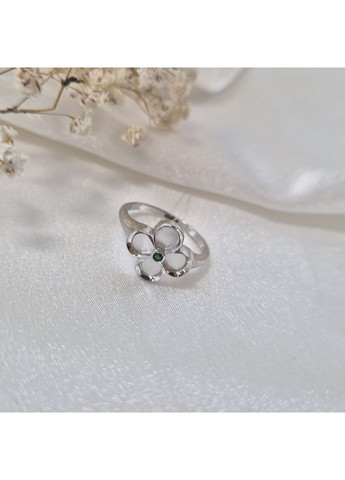 Серебряное кольцо Цветок с Перламутром размер серебро 925 пробы Родированное 6675р 2.57г No Brand (352477386)