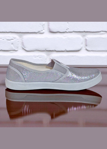 Серебристые ортопедические текстильные слипоны для девочки тапочки для подростка валди Waldi