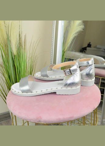 Босоніжки жіночі комбіновані на низькому ходу, колір блакитний Vasha para (303931781)