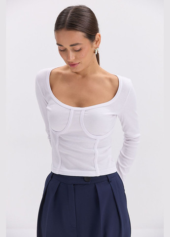 Жіночий лонгслів у рубчик з декоративними чашками Arjen (316575463)