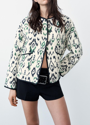 Зеленый повседневный пиджак Zara - с абстрактным узором - демисезонный