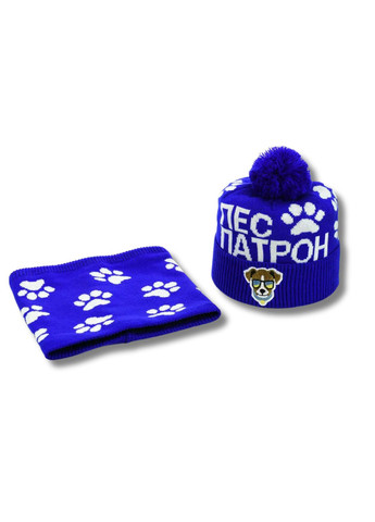 Дитячий зимовий комплект шапка з помпоном + снуд Пес Патрон No Brand Дитячій зимовий комплект (350634144)