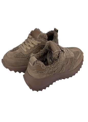 Кроссовки женские комбинированные зимние коричневые 6026-58 No Brand (364303751)