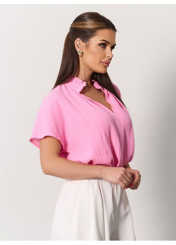 Розовая свободная муслиновая блуза No Brand