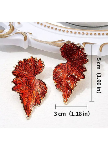 Серьги гвоздики крупные Листья терракотовые No Brand (367735965)