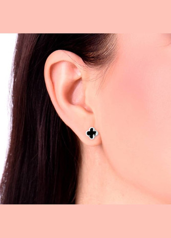 Серебряные серьги Клевер с эмалью (40084) IRIJ (331017072)