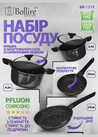 Набір кухонного посуду Asti BR-1319 з 6 предметів Bollire (334009069)