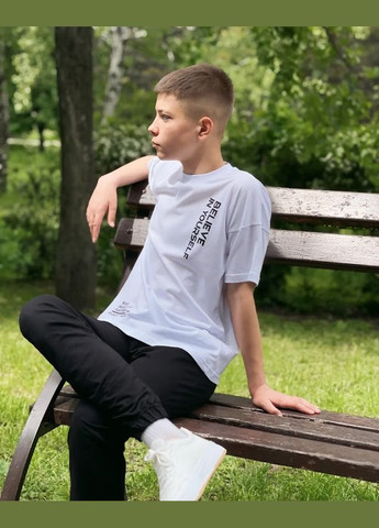 Белая летняя футболка для мальчика (подростковая) hc (h001-6414-001-33-1) No Brand