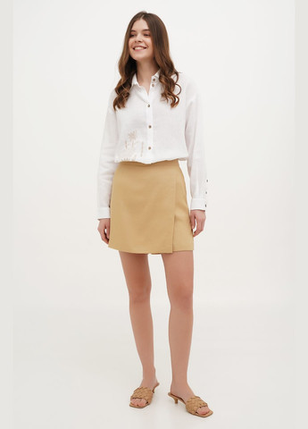 Жіночі короткі шорти-спідниця лляні на резинці з кишенями однотонні Тайм., р., код 8421/48/147 ГАЛЕРЕЯ ЛЬОНУ (333164633)