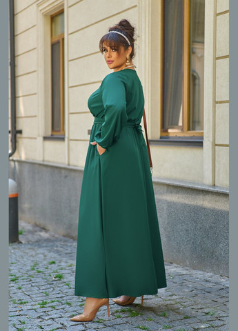 Зеленое вечернее вечернее платье колокол No Brand однотонное