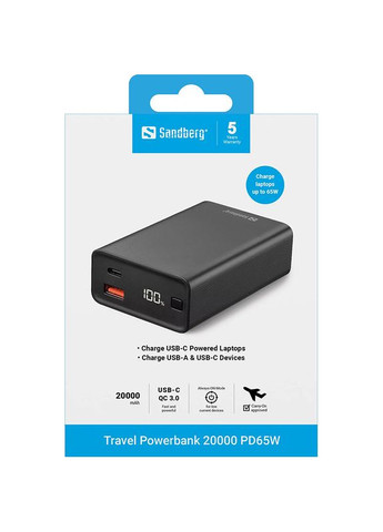 Powerbank 20000 mAh 65W Black (420-95) Sandberg (370608080)